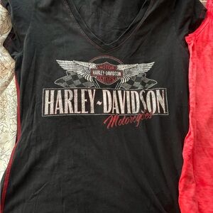 Harley-Davidson Black Tee with Red Stitching